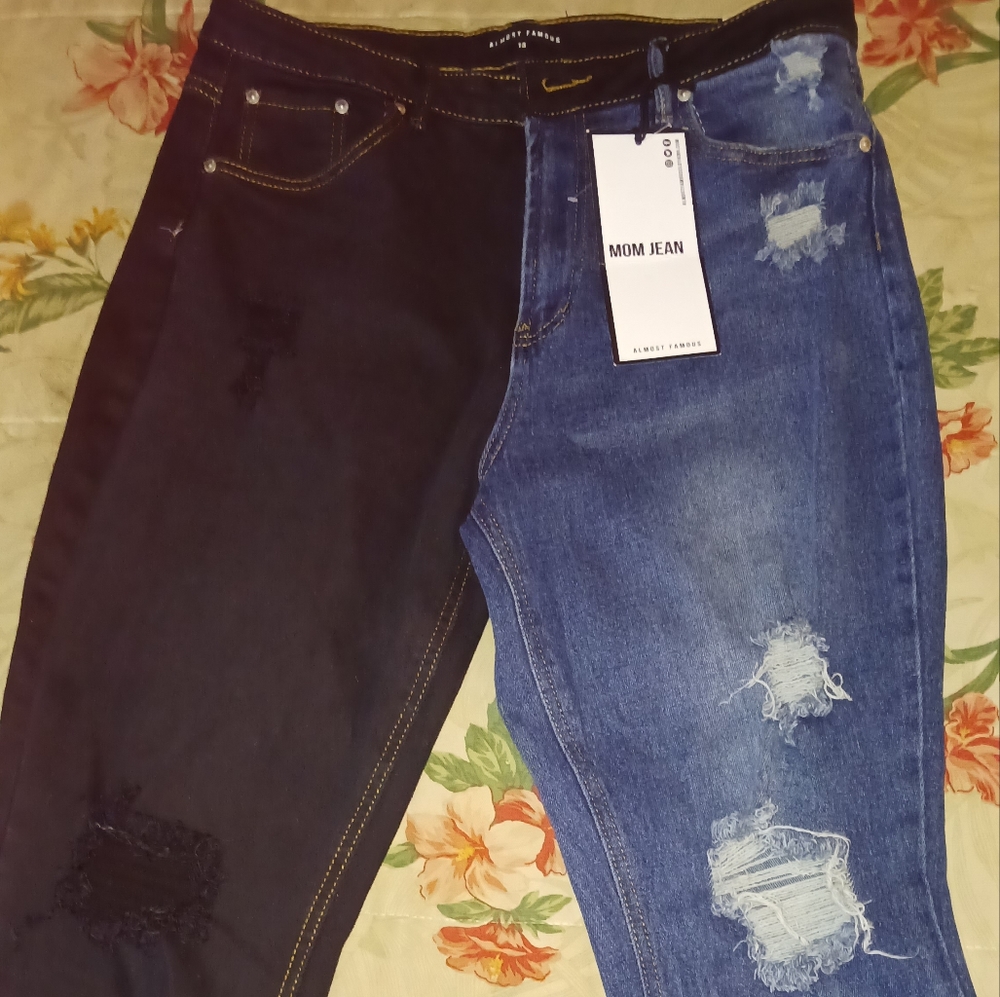 2 tone almost famous mom jean size 13